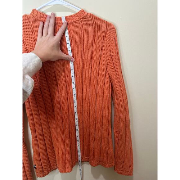 Tommy Hilfiger Vintage Chunky Cotton Logo Sweater Orange Y2K Sz L Women - Picture 6 of 7